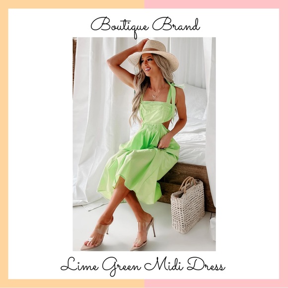 Vici Dresses & Skirts - Lime Green Cut Out Midi Dress